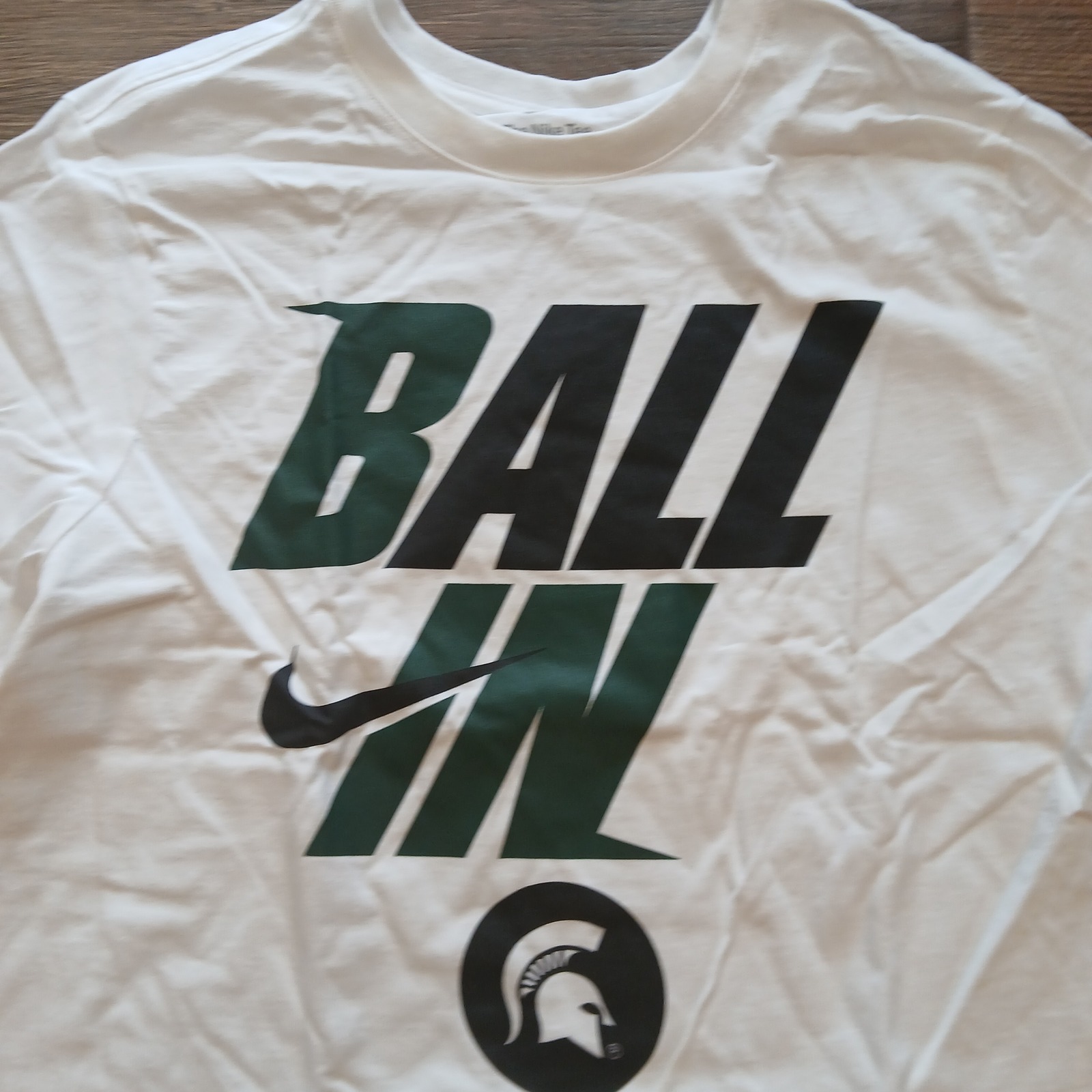 Michigan State Spartans Shirt Mens Large White Nike Ball In All In Cotton Tee